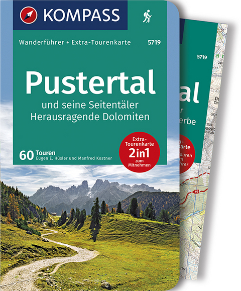 KOMPASS Wanderführer Pustertal und seine Seitentäler, Herausragende Dolomiten - Eugen E. Hüsler, Manfred Kostner