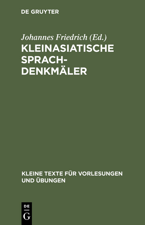 Kleinasiatische Sprachdenkmäler - 