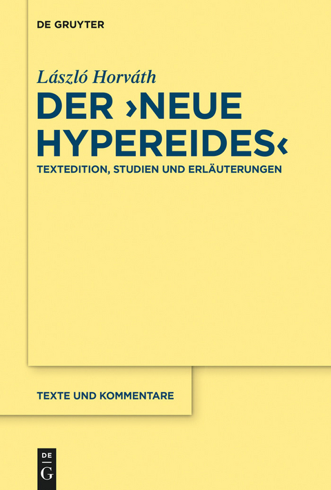Der 'Neue Hypereides' -  László Horváth