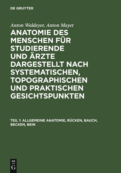 Allgemeine Anatomie, Rücken, Bauch, Becken, Bein - Anton Waldeyer, Anton Mayet