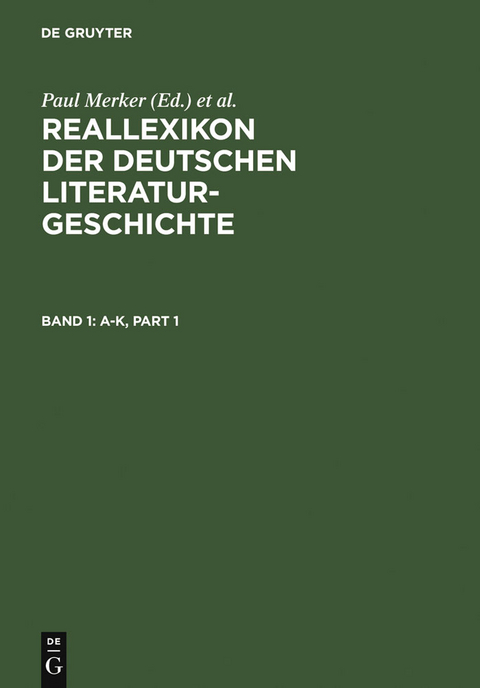 Reallexikon der deutschen Literaturgeschichte - 