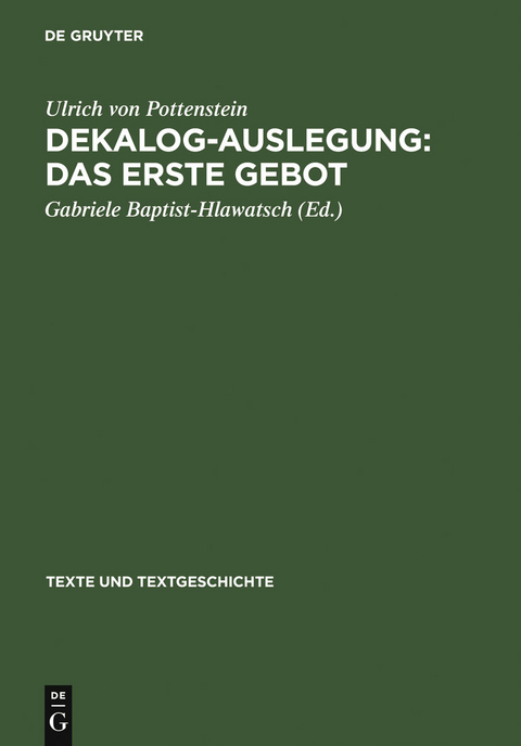 Dekalog-Auslegung: Das erste Gebot - 