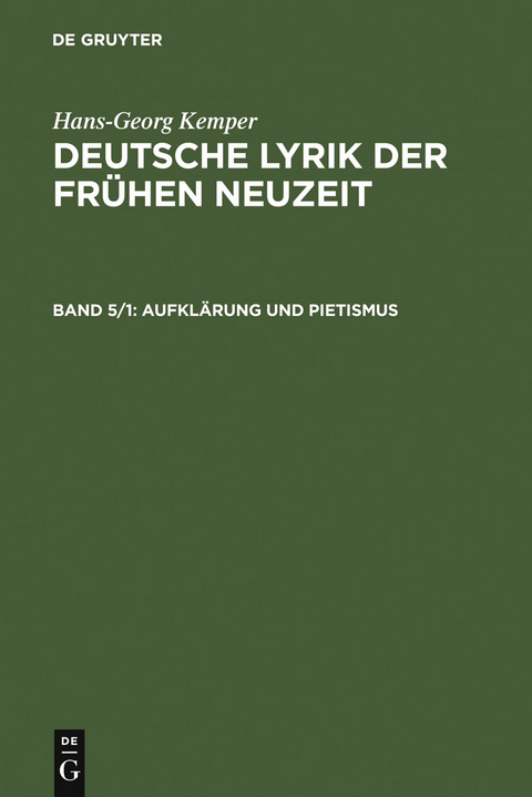 Aufklärung und Pietismus - Hans-Georg Kemper