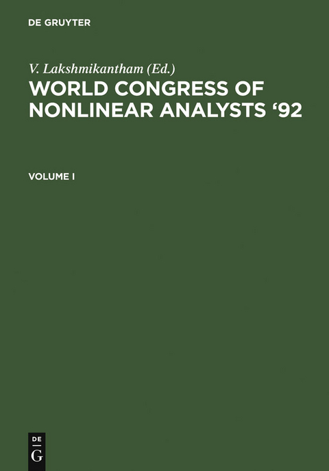 World Congress of Nonlinear Analysts '92 - 