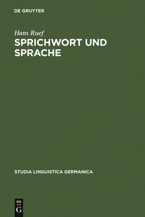 Sprichwort und Sprache - Hans Ruef