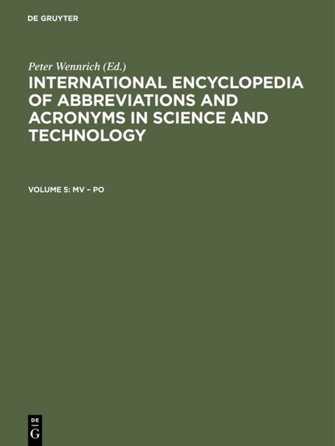 International Encyclopedia of Abbreviations and Acronyms in Science and Technology / Mv – Po - 