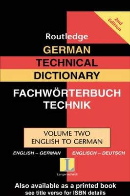 German Technical Dictionary (Volume 2) -  Routledge