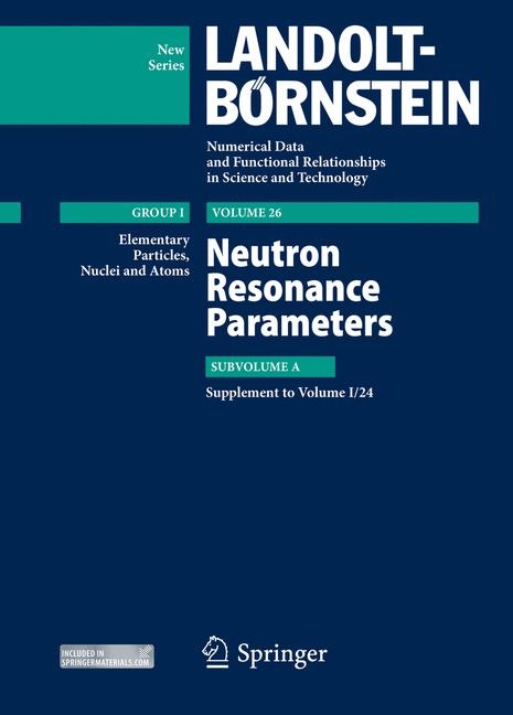 Neutron Resonance Parameters - Sergey I Sukhoruchkin, Zoya N Soroko
