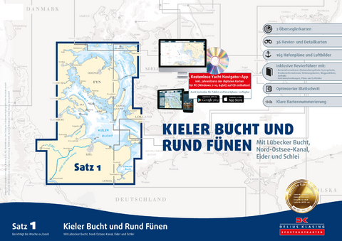 Sportbootkarten Satz 1: Kieler Bucht und Rund Fünen (Ausgabe 2018)