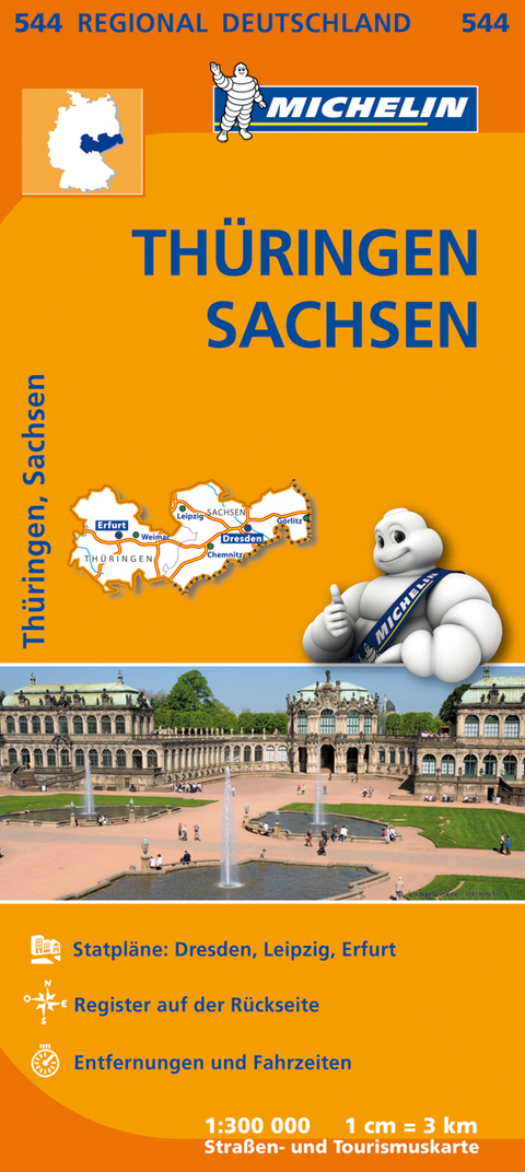 Michelin Karte Thüringen, Sachsen. Allemagne Centre-Est