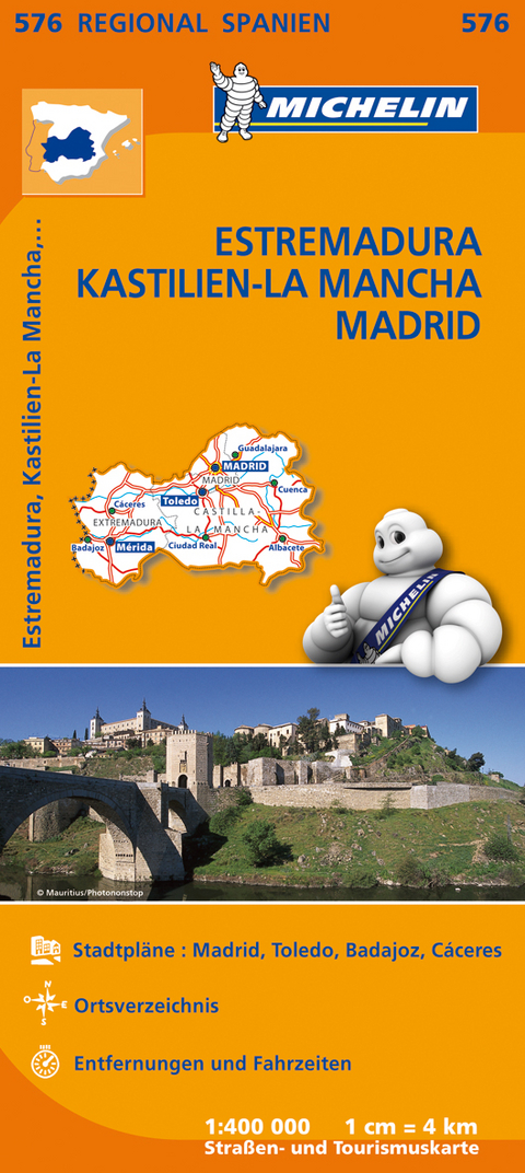 Michelin Karte Estremadura, Kastilien-La Mancha, Madrid. Espana Centro, Castilla-La Mancha, Madrid