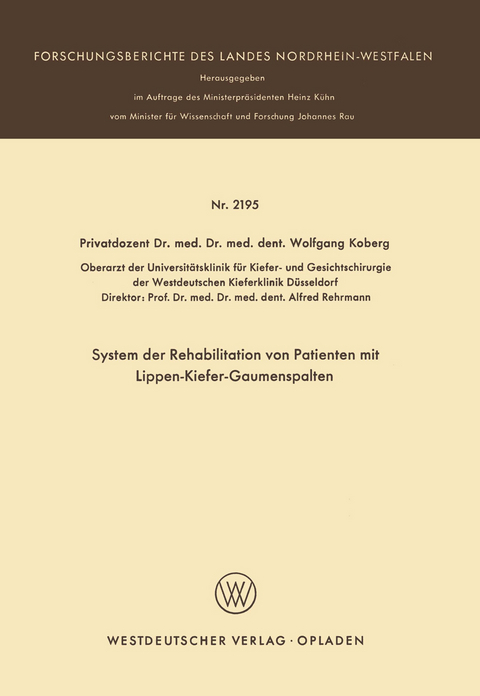 System der Rehabilitation von Patienten mit Lippen-Kiefer-Gaumenspalten - Wolfgang Koberg