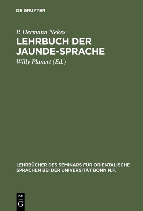 Lehrbuch der Jaunde-Sprache - P. Hermann Nekes