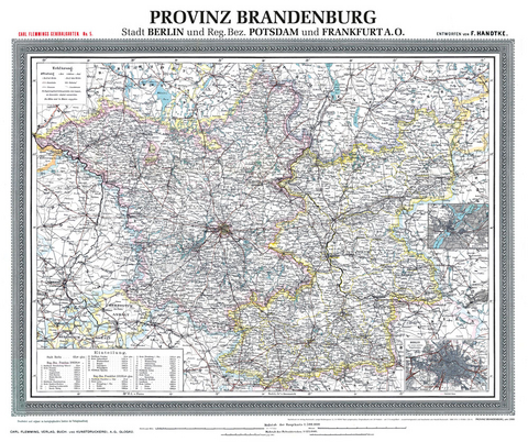 Historische Karte: Provinz BRANDENBURG im Deutschen Reich - um 1900 [gerollt] - Friedrich Handtke
