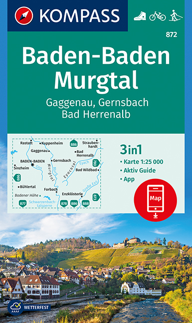 KOMPASS Wanderkarte Baden-Baden, Murgtal, Gaggenau, Gernsbach, Bad Herrenalb - 