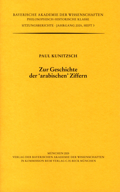 Zur Geschichte der "arabischen" Ziffern - Paul Kunitzsch