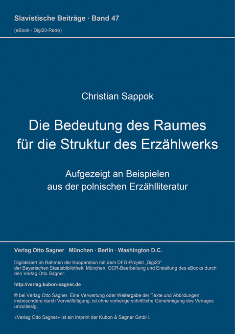 Die Bedeutung des Raumes für die Struktur des Erzählwerks - Christian Sappok