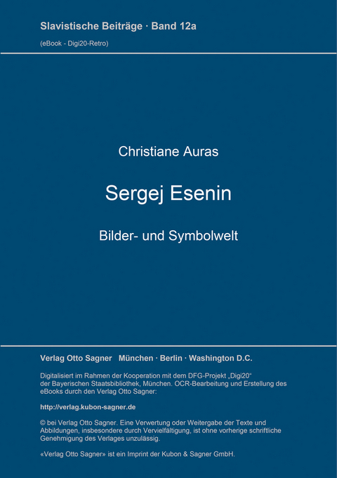 Sergej Esenin - Bilder- und Symbolwelt - Christiane Auras