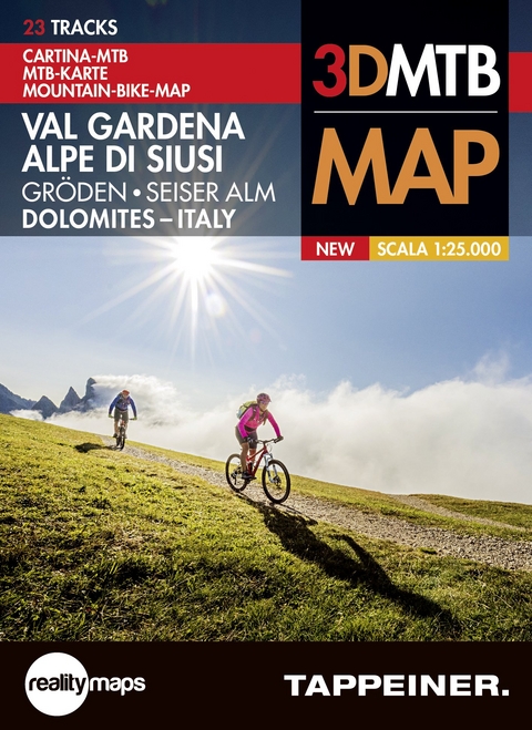 Mountainbike-Karte Gröden / Seiser Alm. Dolomites, Italy, Mountain Bike Map