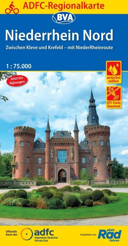 ADFC-Regionalkarte Niederrhein Nord mit Tagestouren-Vorschlägen, 1:75.000, reiß- und wetterfest, GPS-Tracks Download