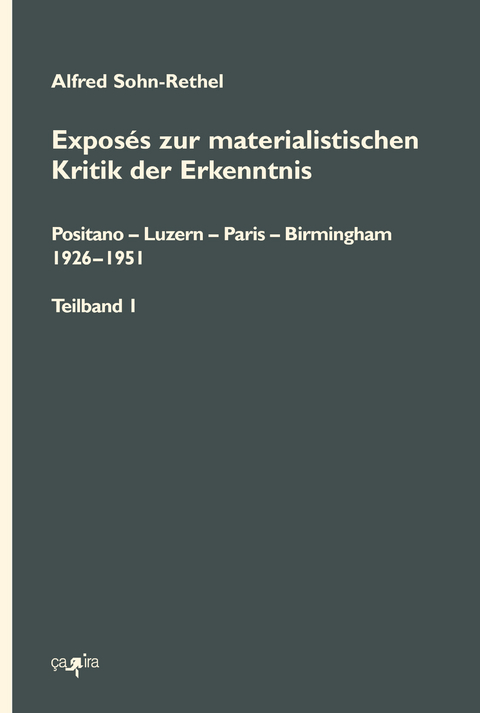 Exposés zur materialistischen Kritik der Erkenntnis - Alfred Sohn-Rethel