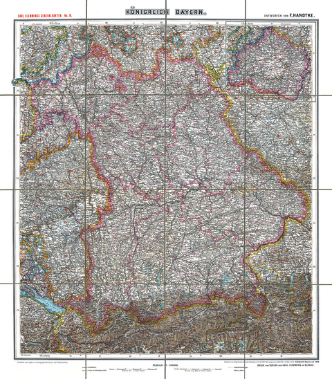 Historische Karte: KÖNIGREICH BAYERN - um 1900 [gerollt] - Friedrich Handtke