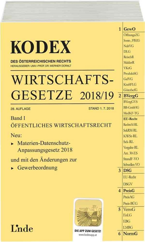 KODEX Wirtschaftsgesetze Band I 2018/19 - Georg Konetzky