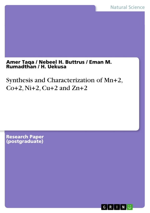 Synthesis and Characterization of Mn+2, Co+2, Ni+2, Cu+2 and Zn+2 - Amer Taqa, Nebeel H. Buttrus, Eman M. Rumadthan, H. Uekusa