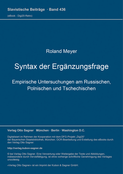 Syntax der Ergänzungsfrage - Roland Meyer