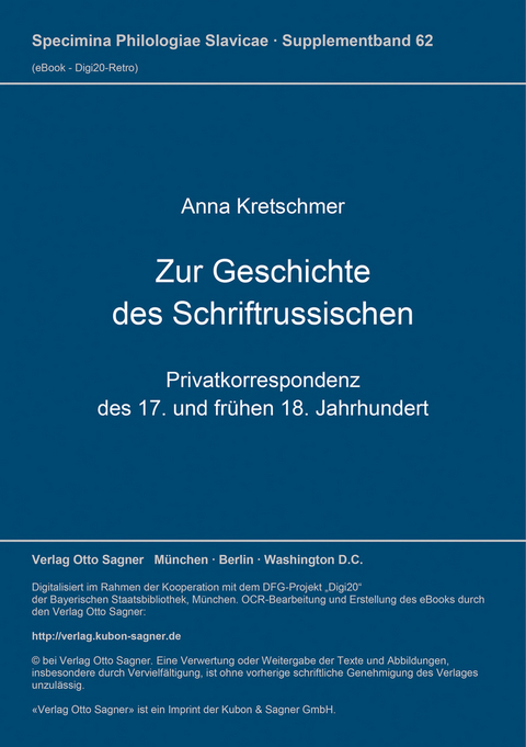 Zur Geschichte des Schriftrussischen - Anna Kretschmer