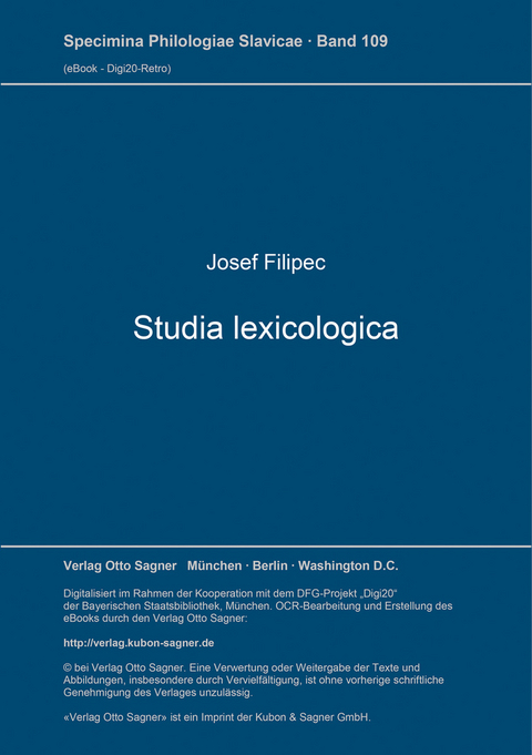 Studia lexicologica - Josef Filipec