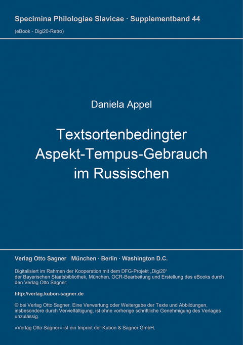 Textsortenbedingter Aspekt-Tempus-Gebrauch im Russischen - Daniela Appel