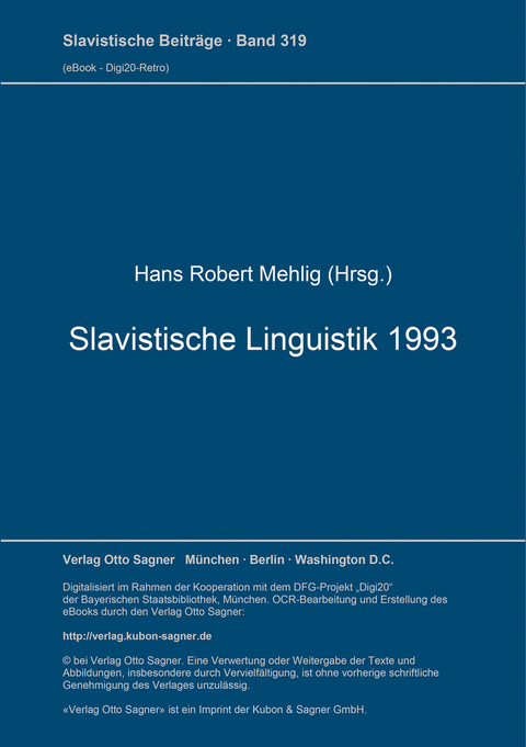 Slavistische Linguistik 1993 - 