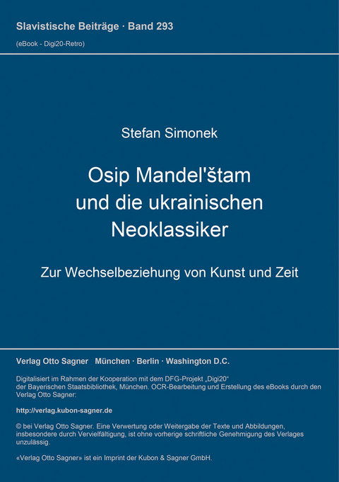 Osip Mandel'štam und die ukrainischen Neoklassiker - Stefan Simonek