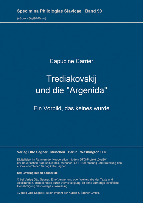 Trediakovskij und die "Argenida" - Capucine Carrier