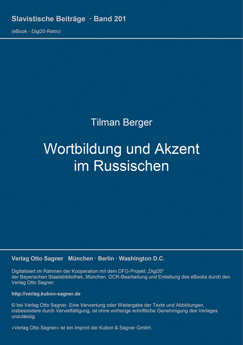 Wortbildung und Akzent im Russischen - Tilman Berger