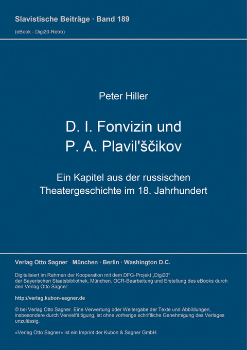 D. I. Fonvizin und P. A. Plavil'ščikov - Peter Hiller