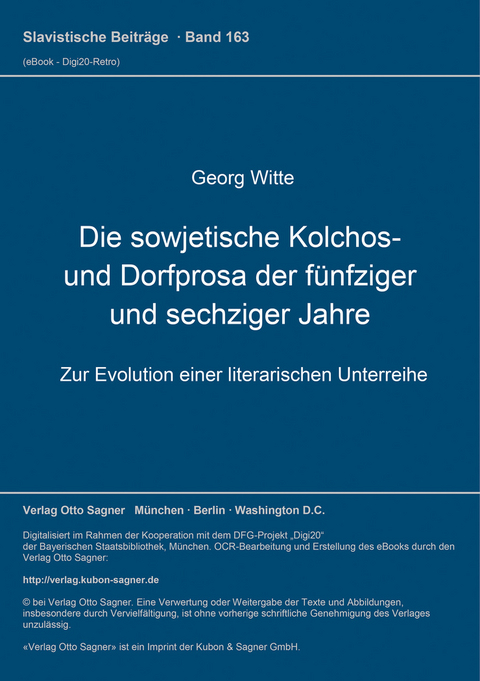 Die sowjetische Kolchos- und Dorfprosa der fünfziger und sechziger Jahre - Georg Witte