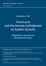 Homonyme und ihre formale Auflösbarkeit im System Sprache - Eckehard A. Hilf