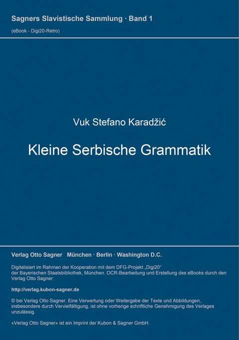 Kleine Serbische Grammatik - Vuk Stefanovic Karadžic