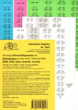 WIRTSCHAFTSGESETZE-STEUERRECHT (BGB, HGB, GmbHG, AktG, UmwG) Dürckheim-Griffregister Nr. 2047 (2018) mit Stichworten - Glaubitz, Thorsten; Dürckheim, Constantin