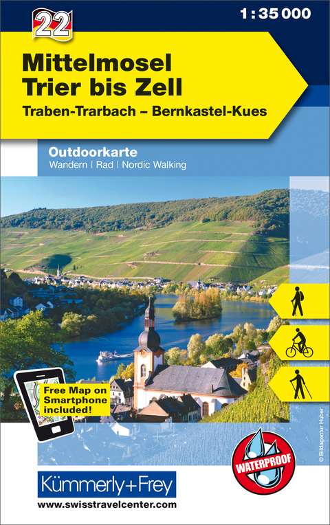 Mittelmosel - Trier bis Zell, Nr. 22 Outdoorkarte Deutschland 1:35 000