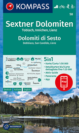 KOMPASS Wanderkarte Sextner Dolomiten, Dolomit di Sesto, Toblach, Dobbiaco, Innichen, San Candido, Lienz - 