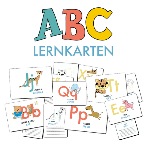 ABC-Lernkarten der Tiere, Bildkarten, Wortkarten, Flash Cards mit Groß- und Kleinbuchstaben | Lesen lernen mit Tieren für Kinder im Kindergarten und der Grundschule - Lisa Wirth