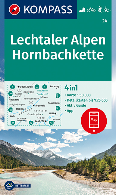 KOMPASS Wanderkarte Lechtaler Alpen, Hornbachkette - 