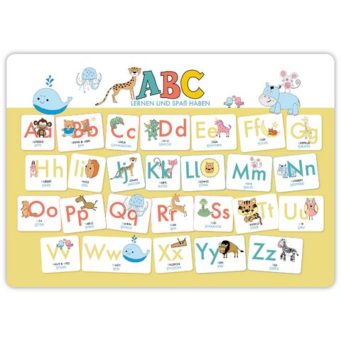 Hochwertiges ABC-Mini-Lernposter der Tiere (32,4 x 45,8 cm): Stabiler Karton, folienbeschichtet, abwischbar. - Lisa Wirth