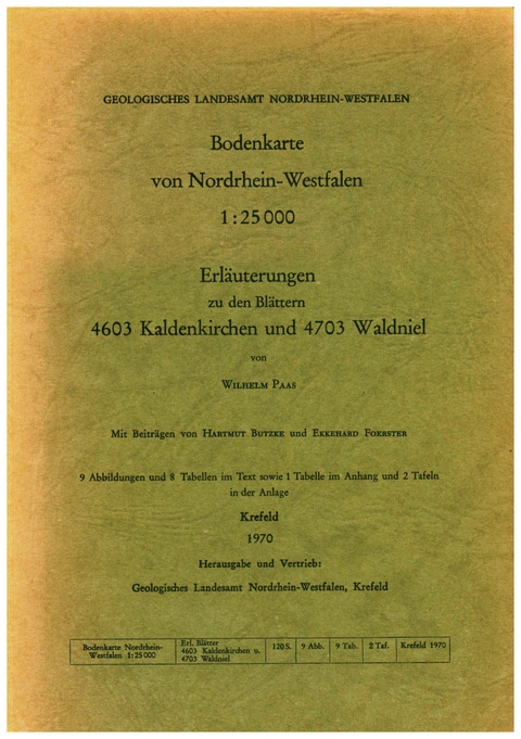 Bodenkarten von Nordrhein-Westfalen 1:25000 / Kaldenkirchen und Waldniel - Wilhelm Paas
