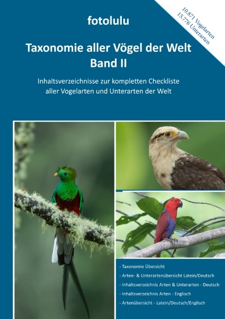 Taxonomie aller Vögel der Welt - Band II -  fotolulu