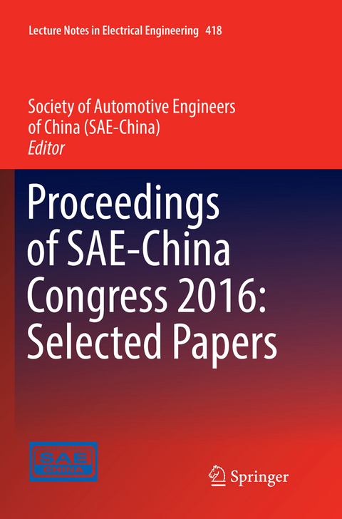 Proceedings of SAE-China Congress 2016: Selected Papers - 