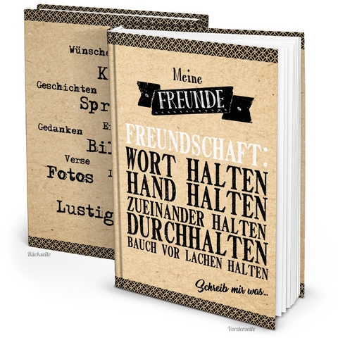 XXL Gästebuch Freundschaftsbuch beige schwarz Kraftpapier Hochzeitsgästebuch Freundebuch DIN A4 Notizbuch Blanko-Buch